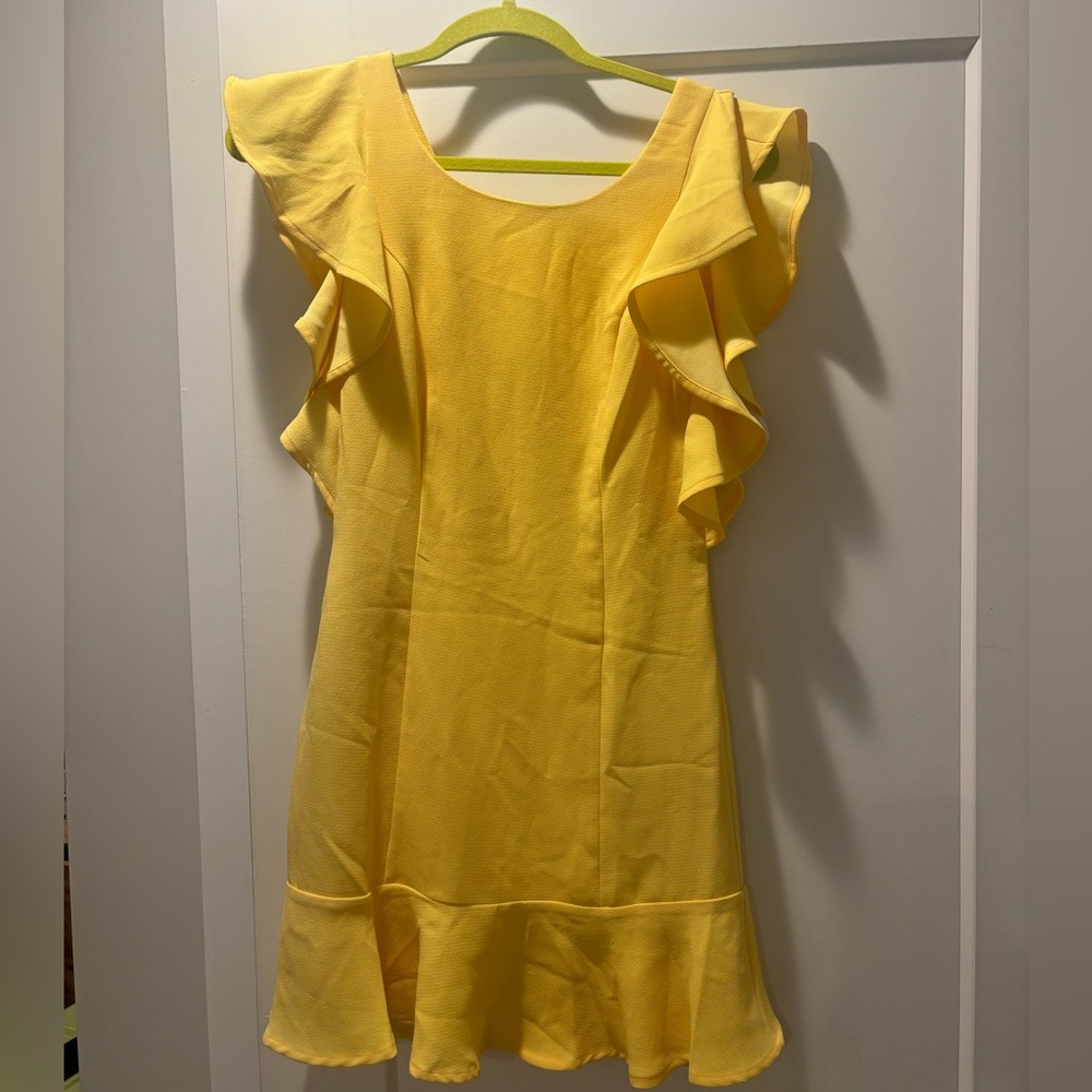 BCBGeneration Yellow Mini Ruffle Dress Size 0 NWT